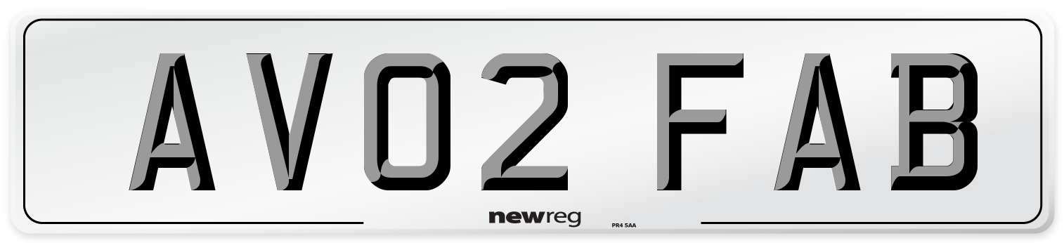 AV02 FAB Number Plate from New Reg